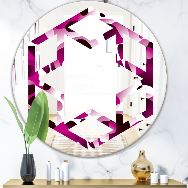 Abstract Design Retro Pattern VI - Cottage Round or Oval Wall Mirror - Hexagon Star