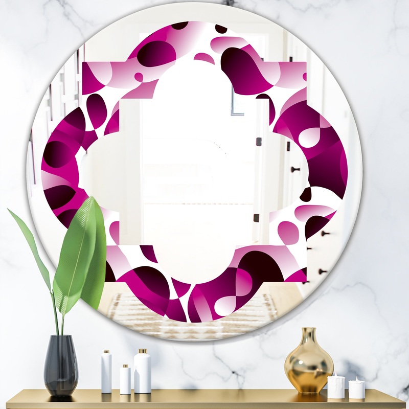 Abstract Design Retro Pattern VI - Cottage Round or Oval Wall Mirror - Quatrefoil