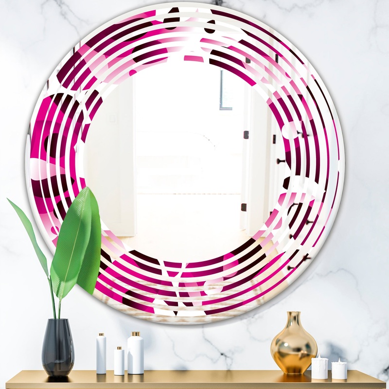 Abstract Design Retro Pattern VI - Cottage Round or Oval Wall Mirror - Wave