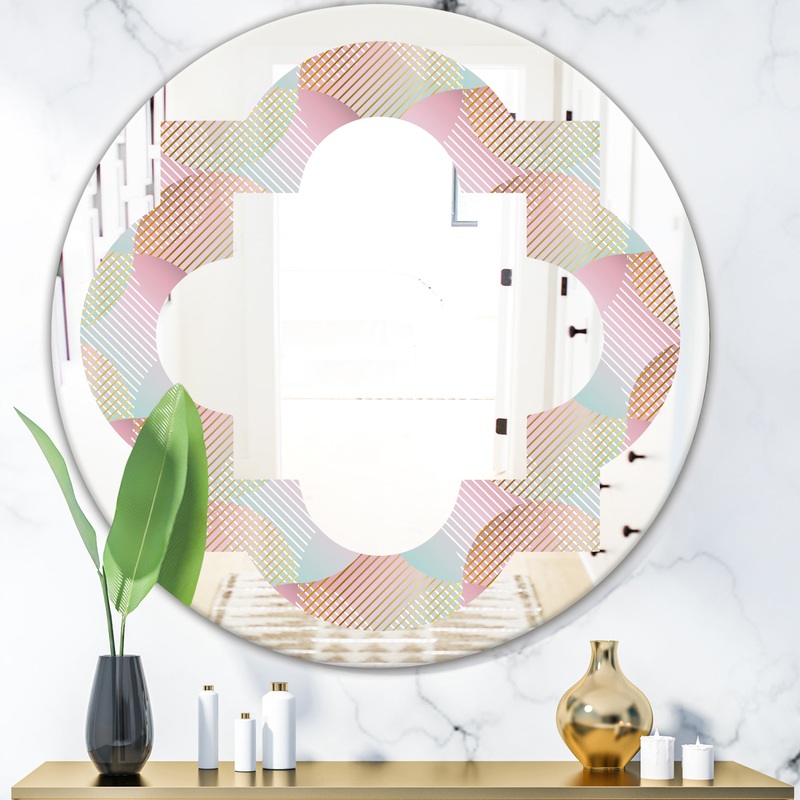 Abstract Design Retro Pattern VII - Modern Round or Oval Wall Mirror - Quatrefoil