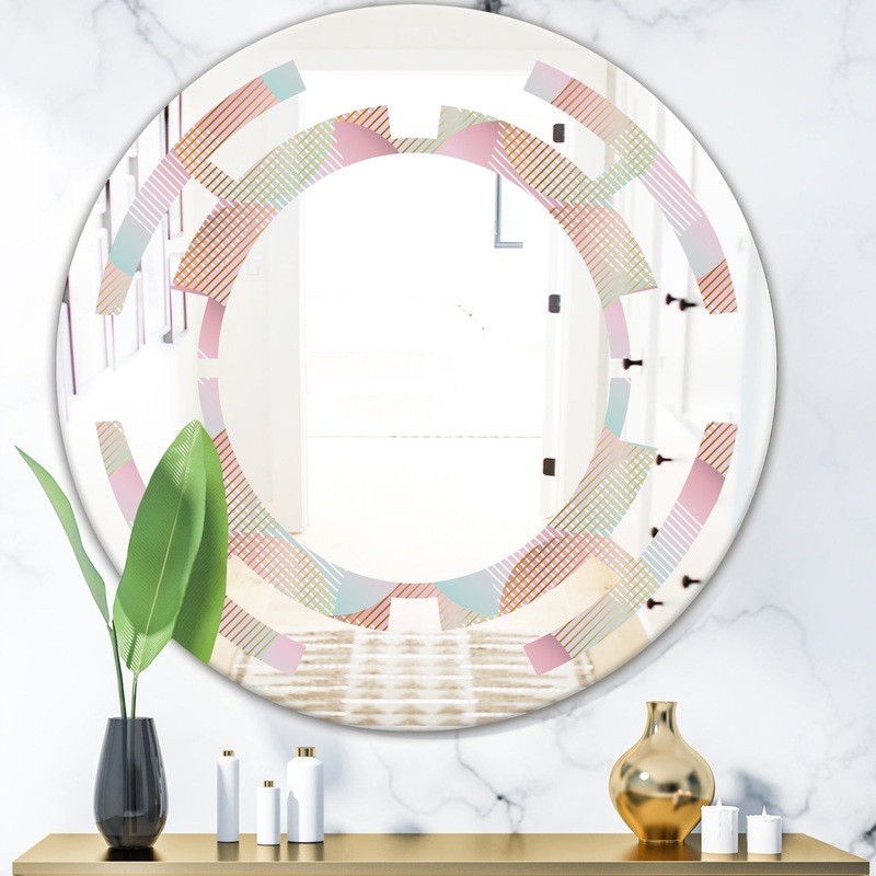 Abstract Design Retro Pattern VII - Modern Round or Oval Wall Mirror - Space