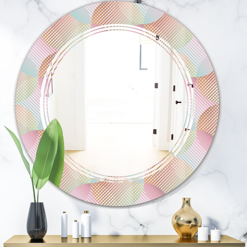 Abstract Design Retro Pattern VII - Modern Round or Oval Wall Mirror - Triple C