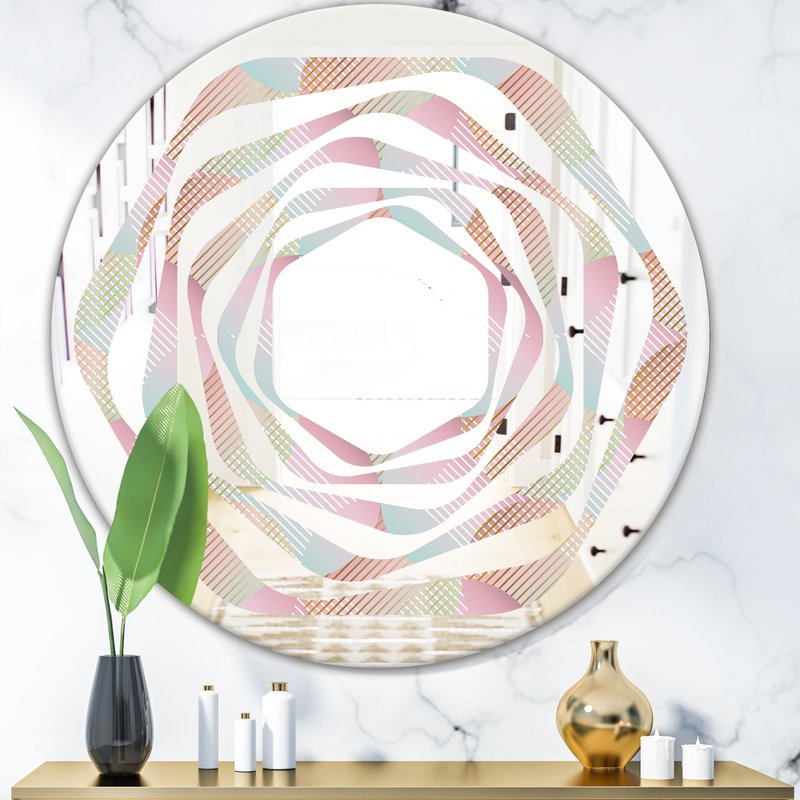 Abstract Design Retro Pattern VII - Modern Round or Oval Wall Mirror - Whirl