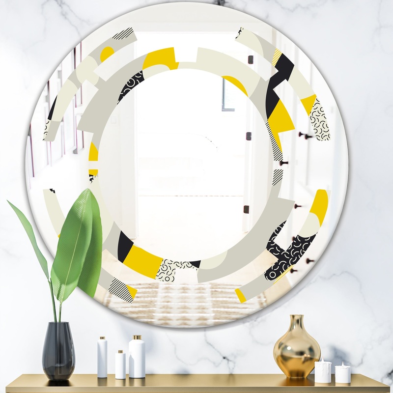 Abstract Design Retro Pattern V - Modern Round or Oval Wall Mirror - Space