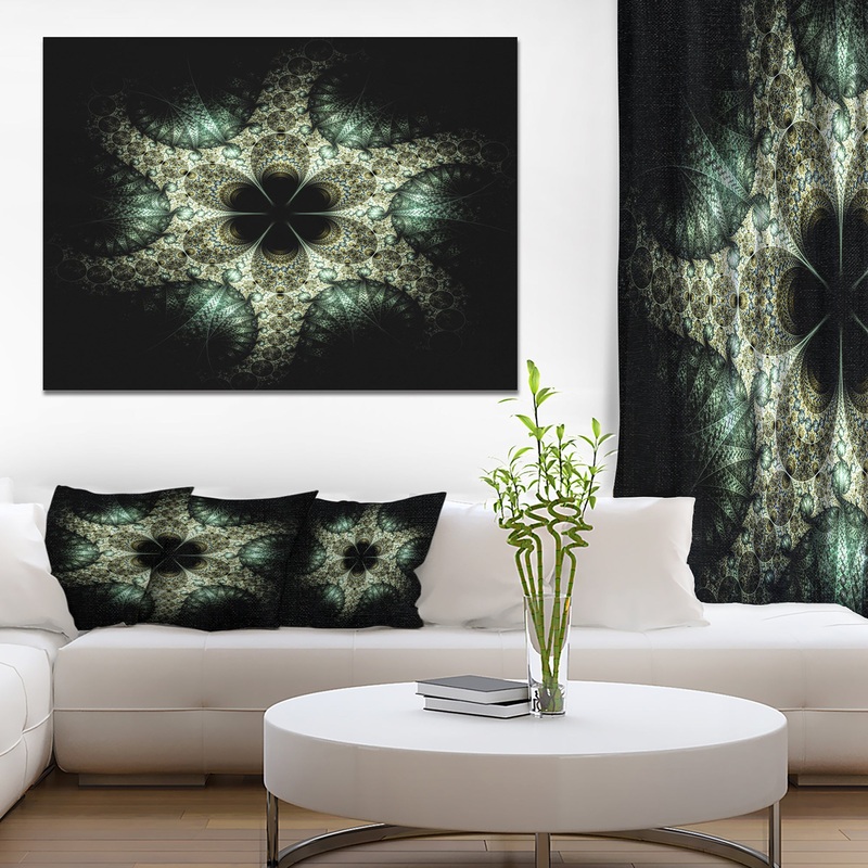 Yellow and Green Fractal Flower - Abstract Wall Art Canvas