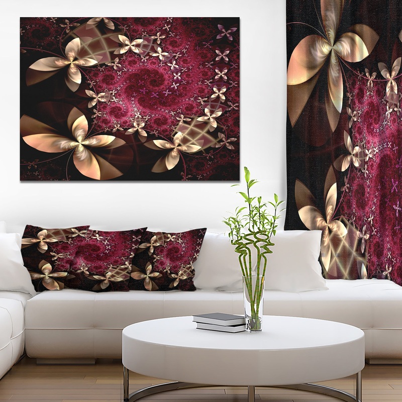Yellow and Red Fractal Flower Pattern - Abstract Wall Art Canvas