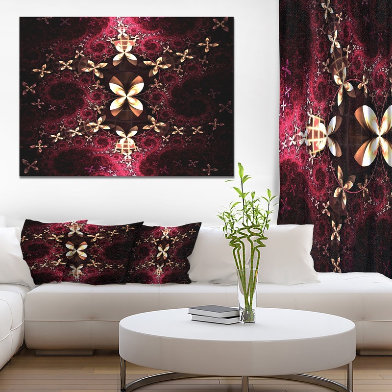 Yellow Red Fractal Flower Pattern - Abstract Wall Art on Canvas