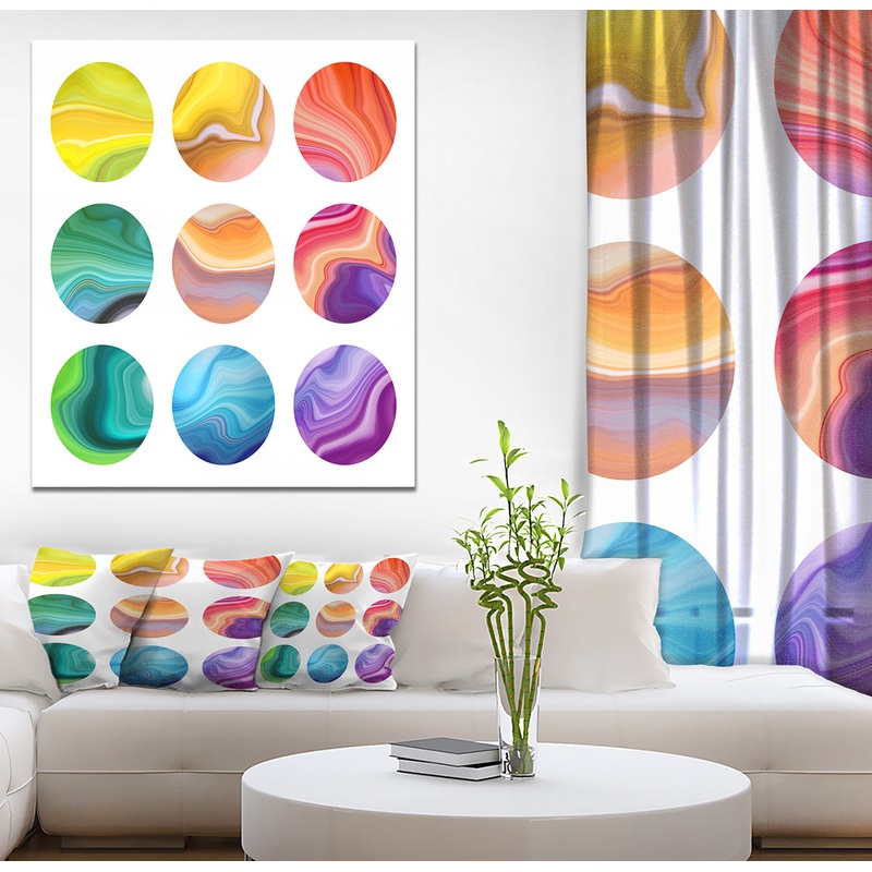 Abstract round labels set - Stone Photographic on Wrapped Canvas