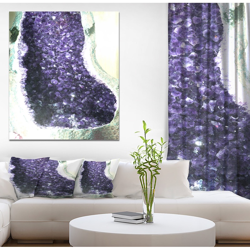 Amethyst geode on black Beautiful natural crystals gemstone - Stone Photographic on Wrapped Canvas