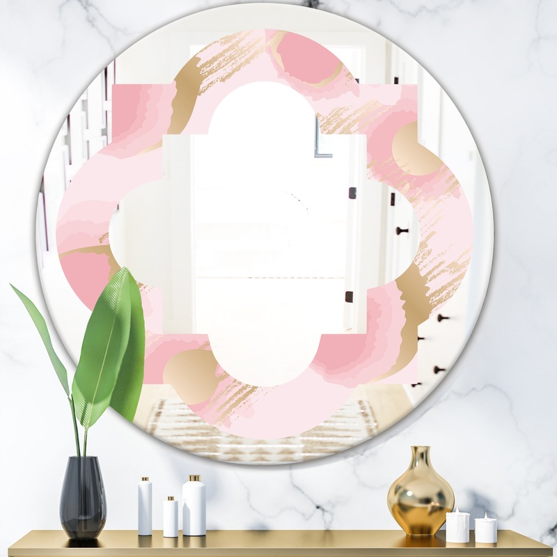 Abstract Flower Design IX - Cottage Round or Oval Wall Mirror - Quatrefoil