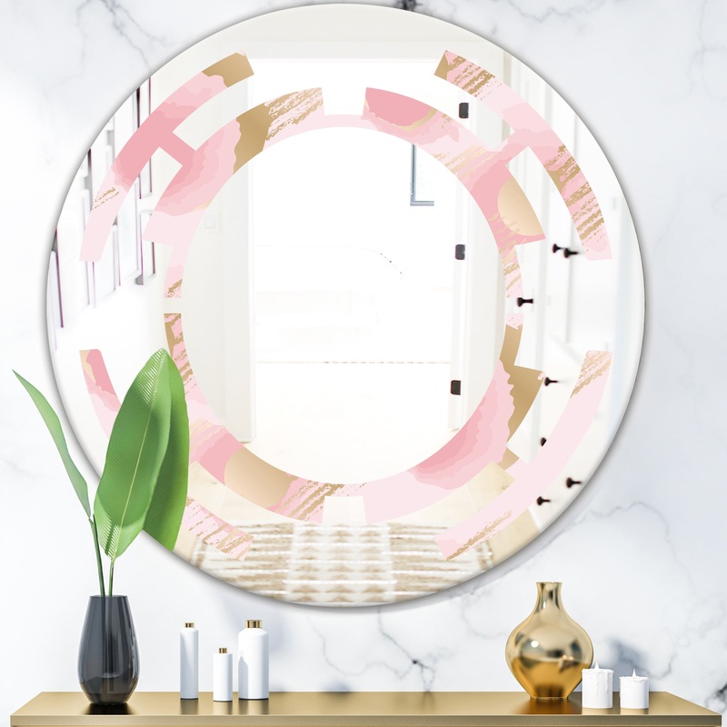 Abstract Flower Design IX - Cottage Round or Oval Wall Mirror - Space