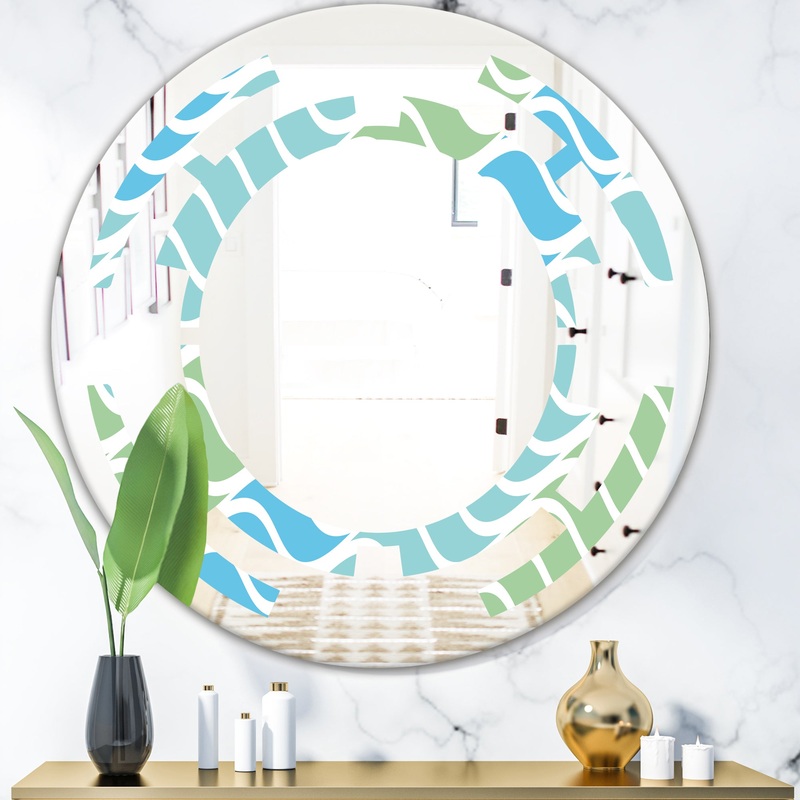 Abstract Design Retro Pattern II - Modern Round or Oval Wall Mirror - Space