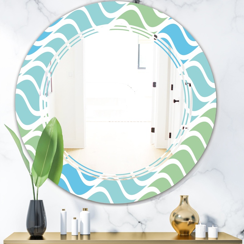 Abstract Design Retro Pattern II - Modern Round or Oval Wall Mirror - Triple C