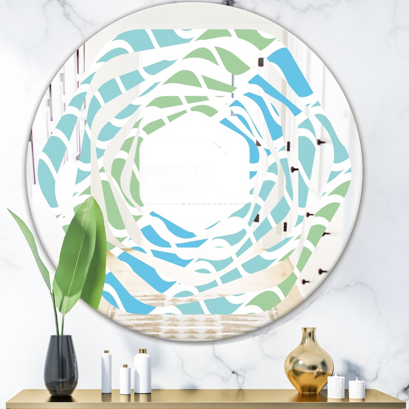 Abstract Design Retro Pattern II - Modern Round or Oval Wall Mirror - Whirl