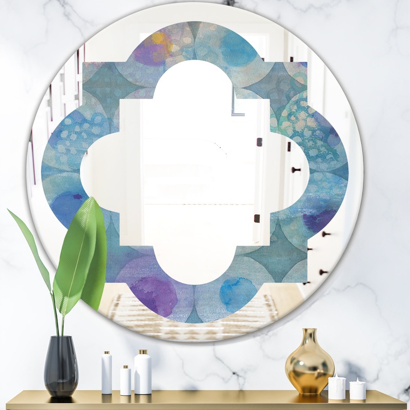 Watercolor Geometrical Circles II - Modern Round or Oval Wall Mirror - Quatrefoil