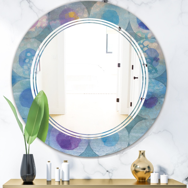 Watercolor Geometrical Circles II - Modern Round or Oval Wall Mirror - Triple C
