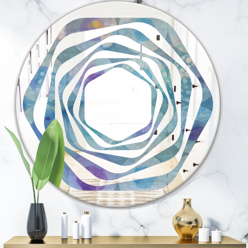 Watercolor Geometrical Circles II - Modern Round or Oval Wall Mirror - Whirl