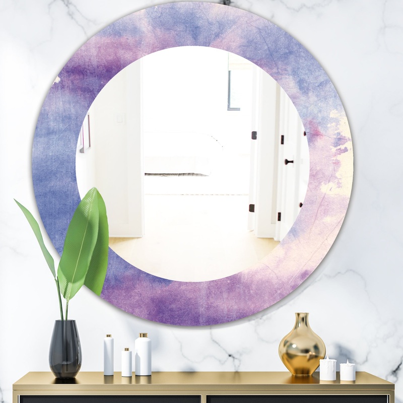 Watercolor Purple Haze II - Modern Mirror - Oval or Round Wall Mirror