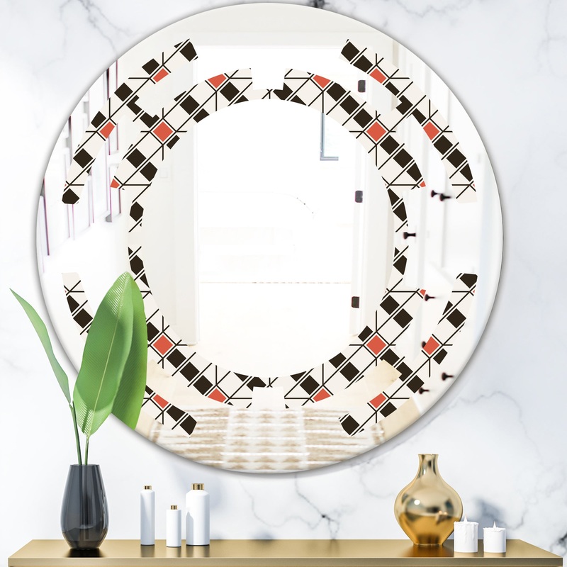 Abstract Design Retro Pattern IV - Modern Round or Oval Wall Mirror - Space