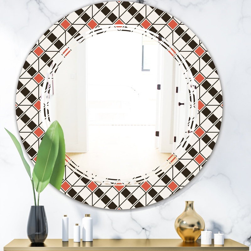 Abstract Design Retro Pattern IV - Modern Round or Oval Wall Mirror - Triple C