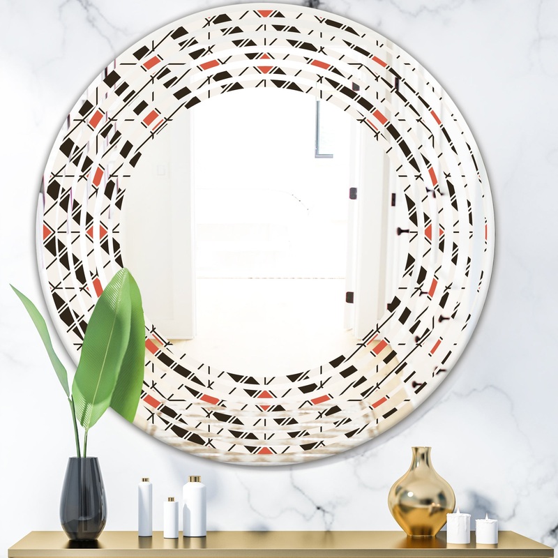 Abstract Design Retro Pattern IV - Modern Round or Oval Wall Mirror - Wave