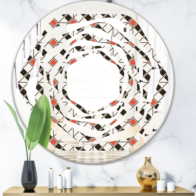 Abstract Design Retro Pattern IV - Modern Round or Oval Wall Mirror - Whirl