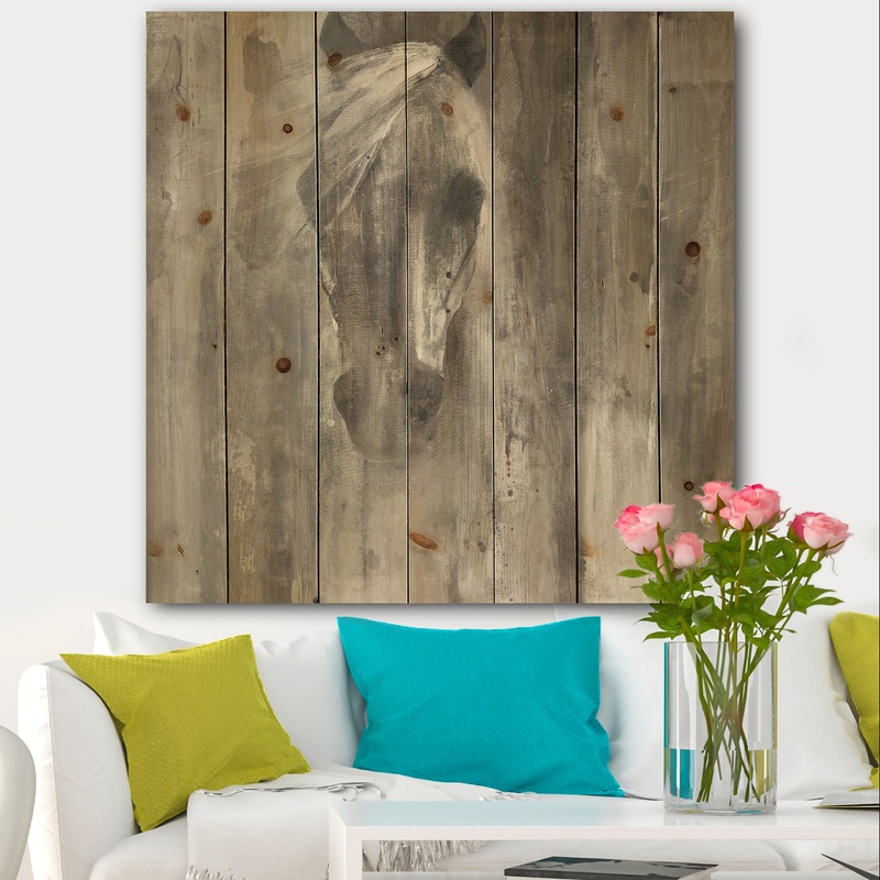 Farmhouse Horse - Modern Farmhouse Print on Natural Pine Wood