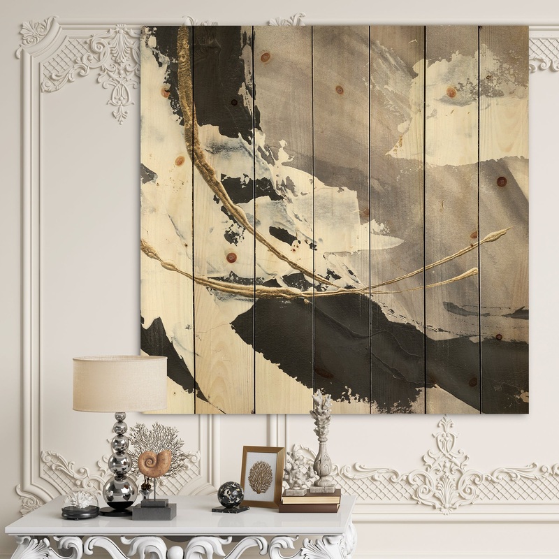 Glam Printed Arcs II - Transitional Print on Natural Pine Wood