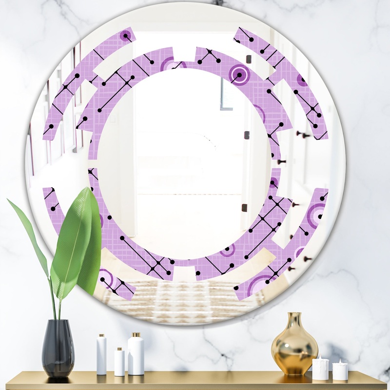 1950 Retro Pattern III - Modern Round or Oval Wall Mirror - Space