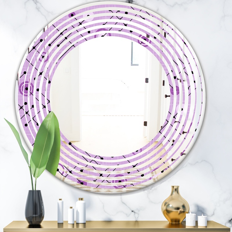 1950 Retro Pattern III - Modern Round or Oval Wall Mirror - Wave