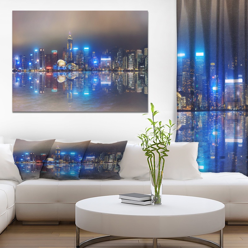 Panorama of central Hong Kong - Landscapes Cityscapes Photographic on wrapped Canvas