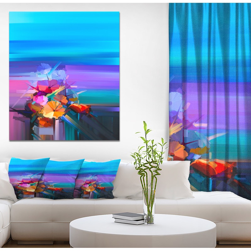 Abstract Floral Spring Flower - Floral Painting Print on Wrapped Canvas