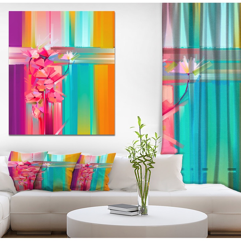 Abstract Red Gerbera Spring Flower - Floral Painting Print on Wrapped Canvas