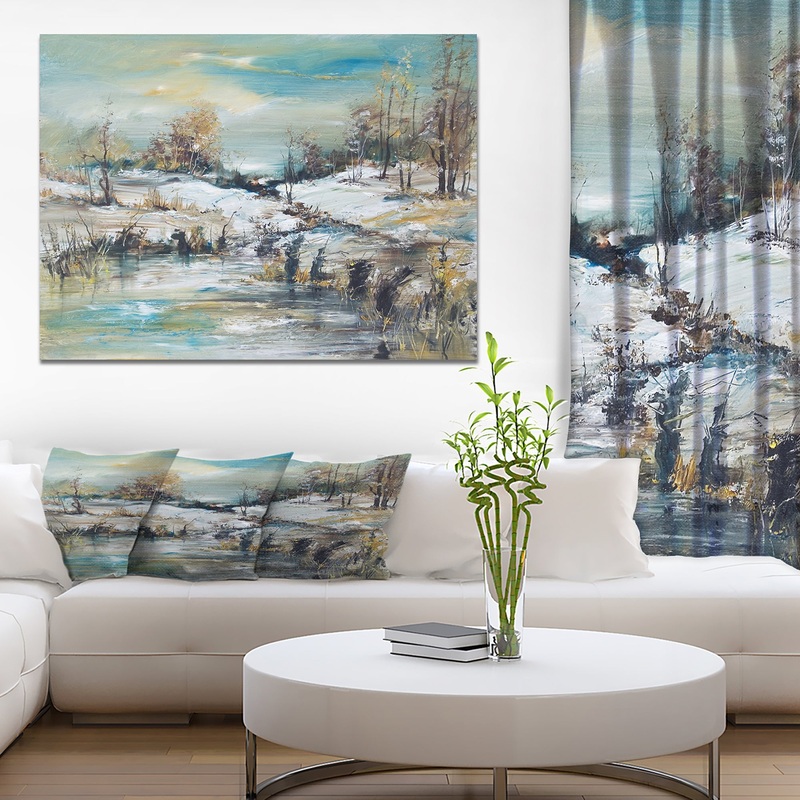 Winter Landscap in Oil Painting - Landscapes Painting Print on Wrapped Canvas