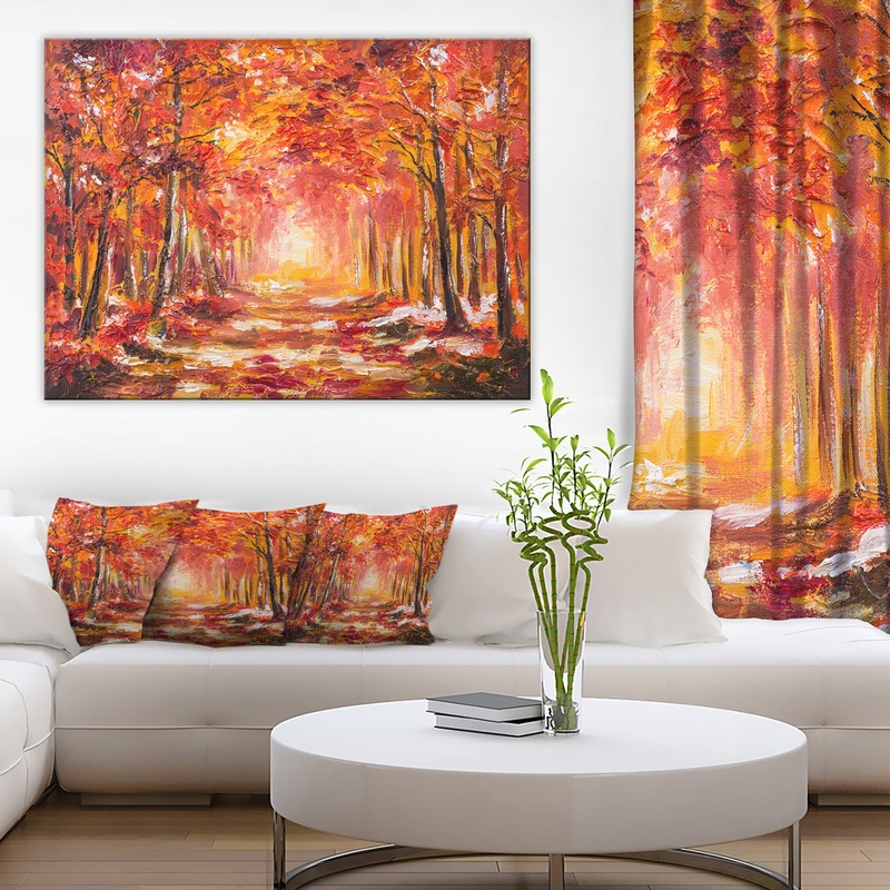 Autumn Forest in Red Shade - Landscape Canvas Art Print