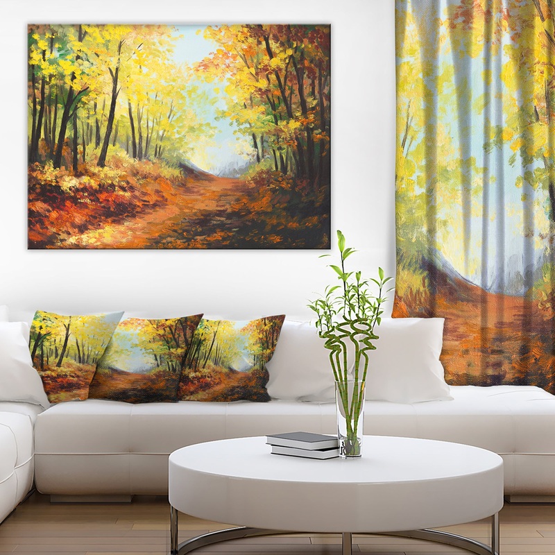 Autumn Forest Pathway - Landscape Canvas Wall Art Print