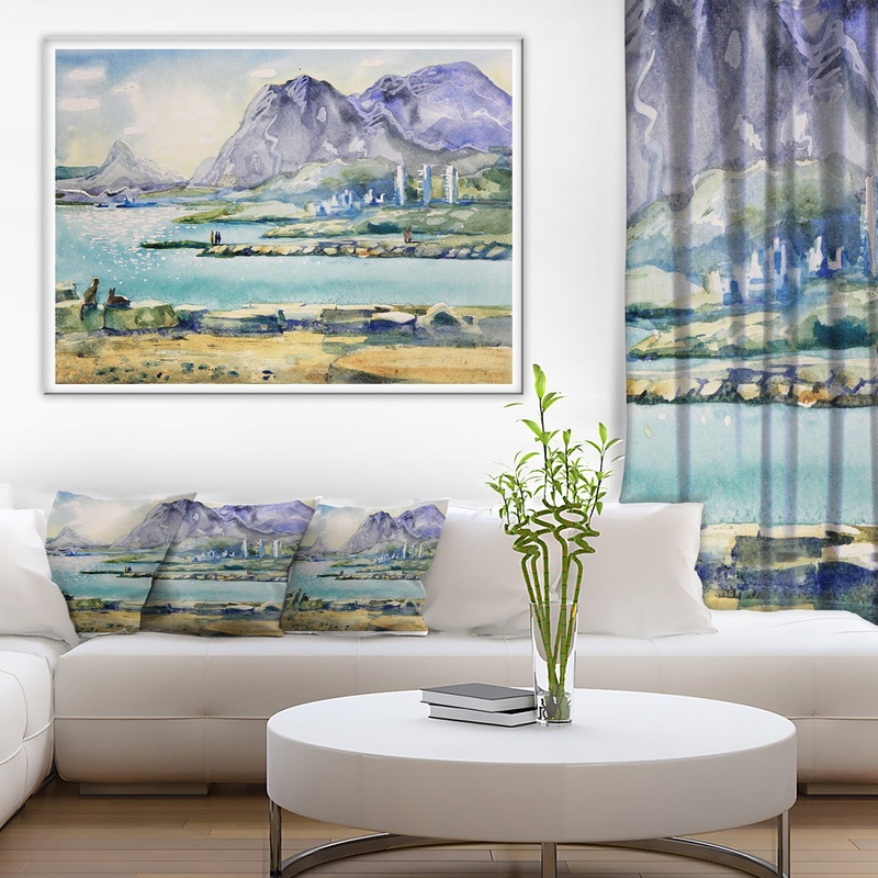Watercolor Blue Hills - Landscape Canvas Art Print