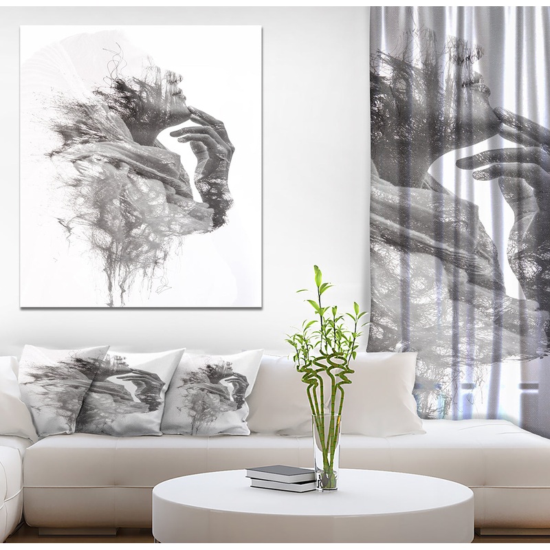 Woman in scarf - Glamour Painting Print on Wrapped Canvas