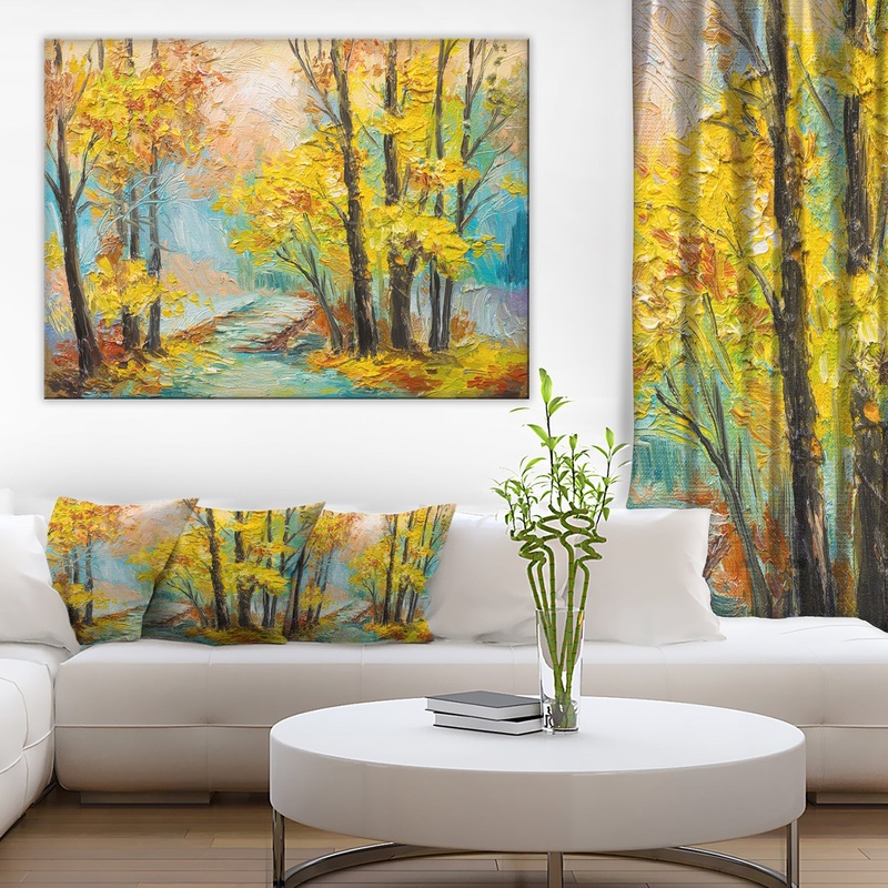 Yellow Falling Forest - Landscape Canvas Art Print