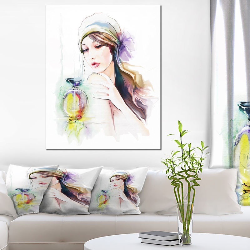 Woman with Perfume Bottle - Portrait Contemporary Canvas Art Print