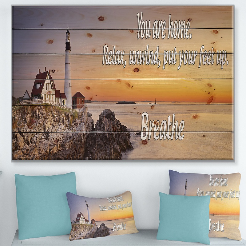 You are home. Relax, unwind, put your feet up, - Textual Entrance Art on Wood Wall Art