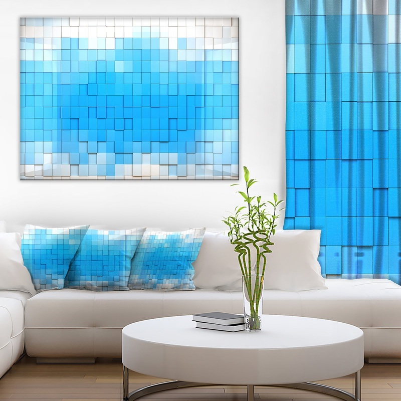 3D Blue Cubes - Contemporary Art Canvas Print