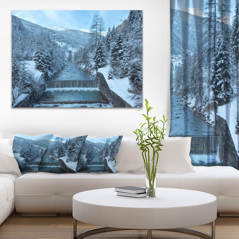 Winter Mountain Stream - Landscape Photo Canvas Print