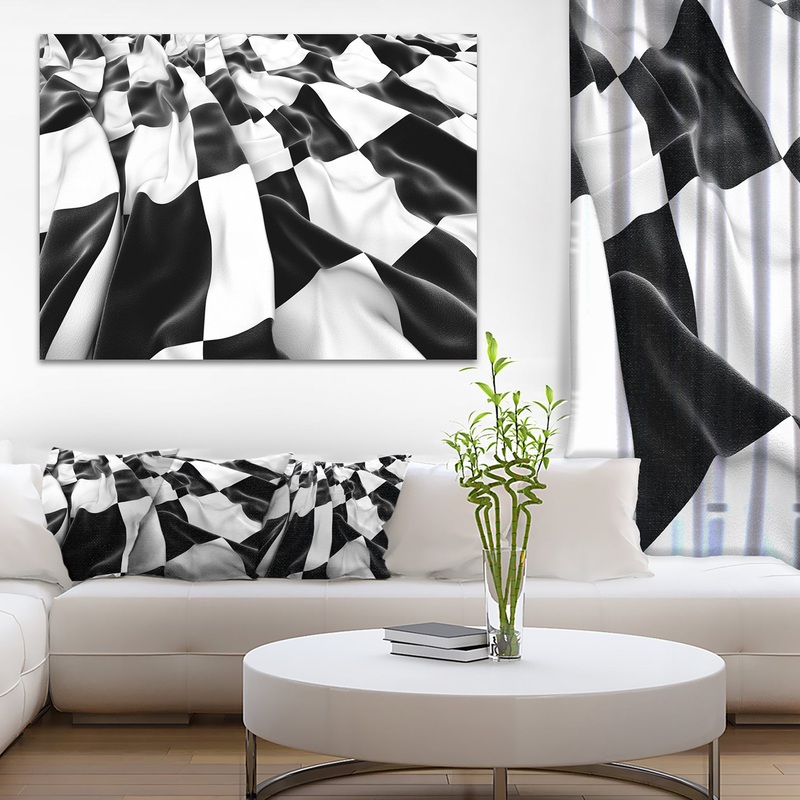 3D Checkered Flag - Abstract Digital Art Canvas Print
