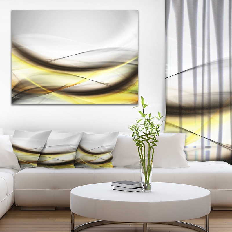 Abstract Golden Waves - Abstract Digital Art Canvas Print