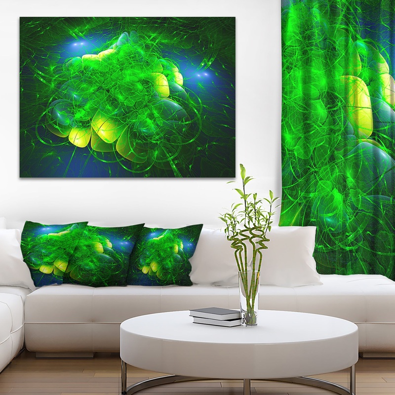 Alien Mystical Flower Green - Floral Digital Art Canvas Print
