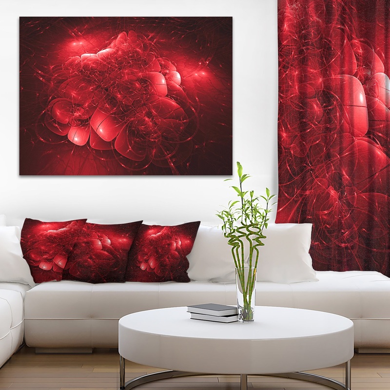 Alien Mystical Flower Red - Floral Digital Art Canvas Print