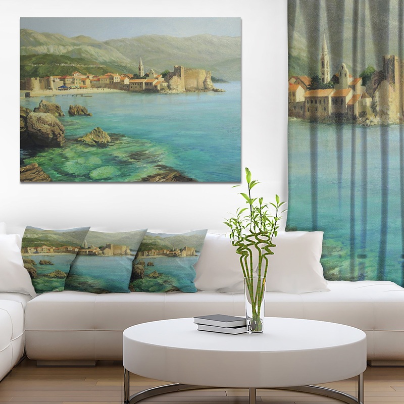 Bay Near Old Budva - Landscape Painting Canvas Print
