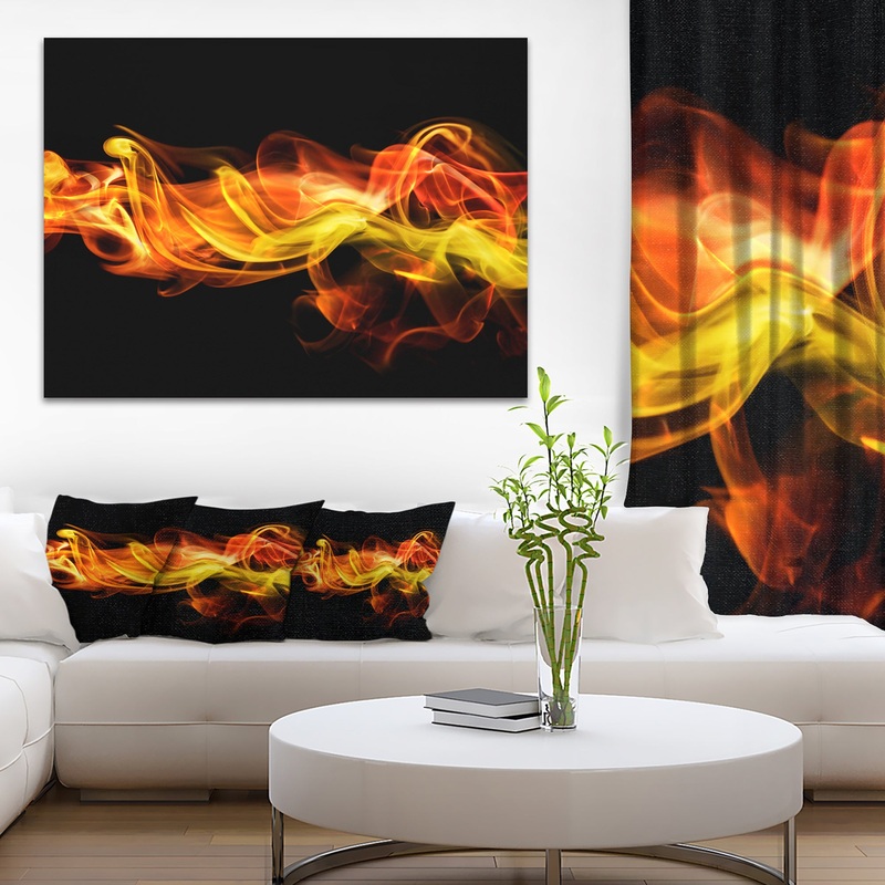 Vibrant Yellow Red Waves - Abstract Digital Art Canvas Print