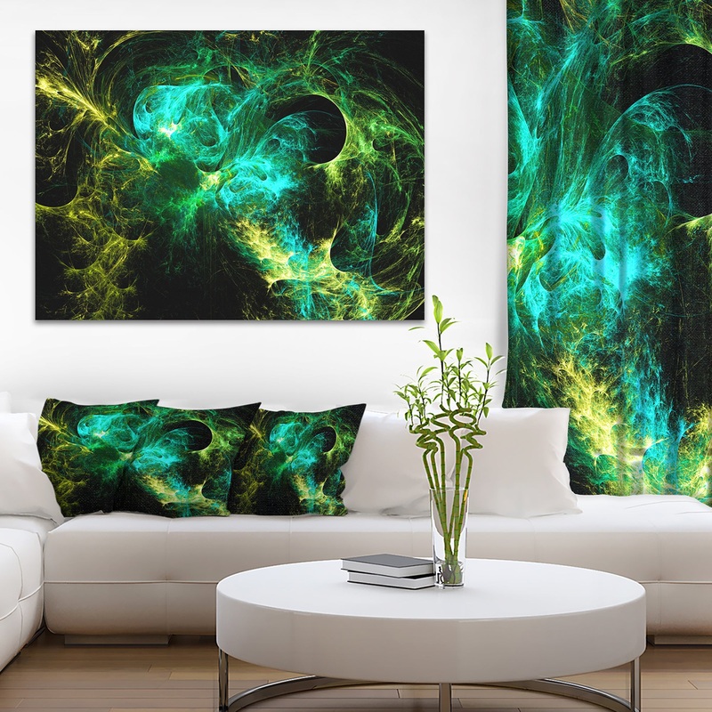 Wings of Angels Green in Black - Abstract Digital Canvas Print